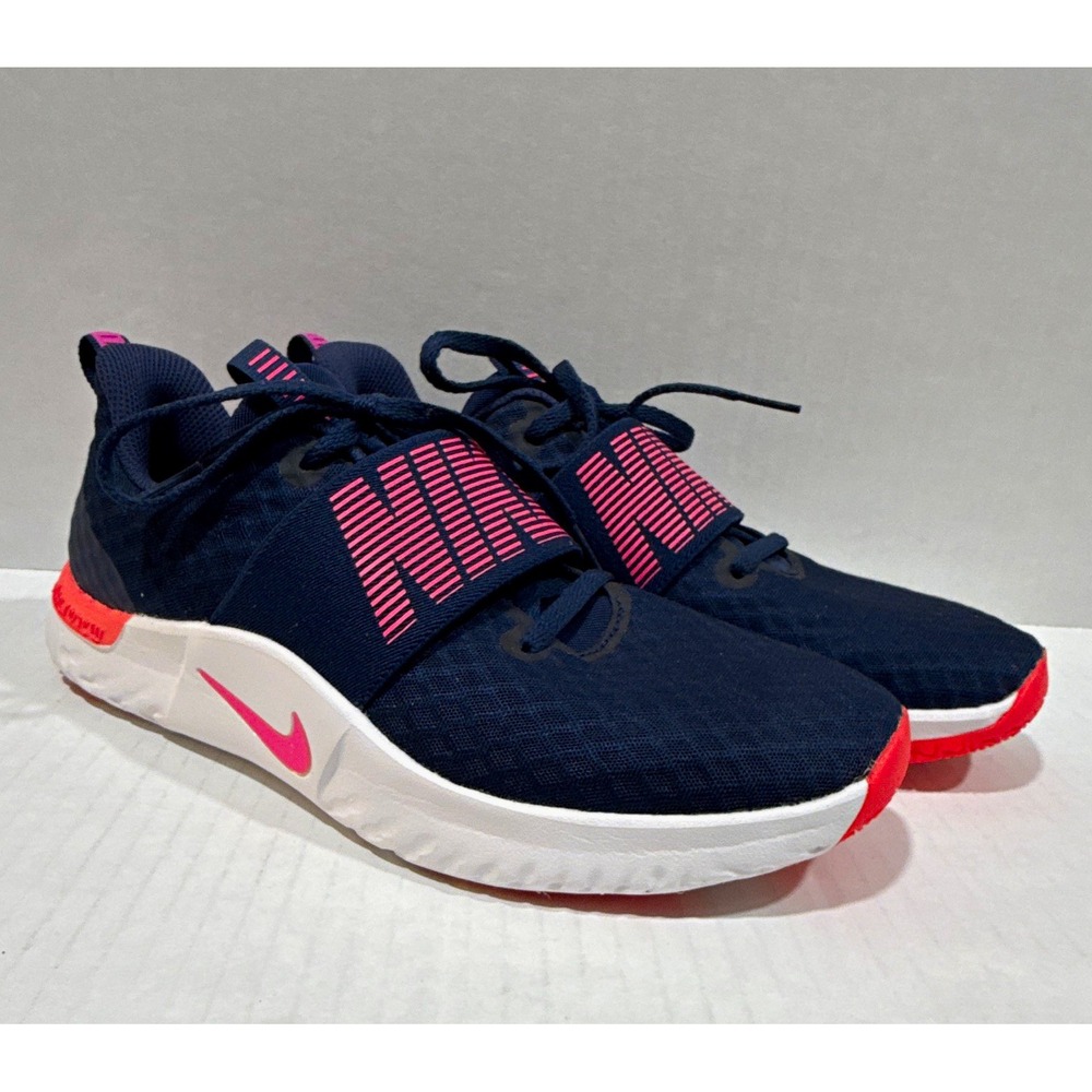 Nike Woman's Low Top Lace Up Athletic Sneakers Navy/Pink/White/Red DC1869-400